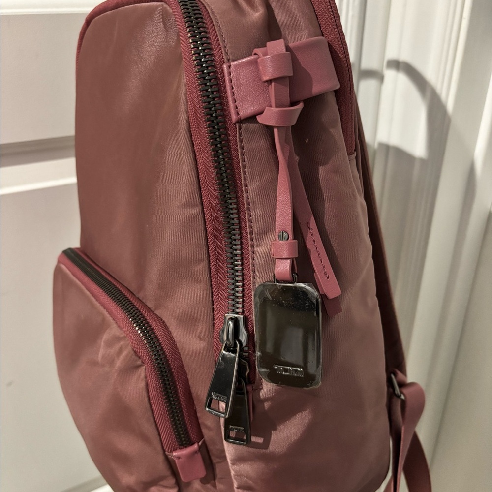 Tumi Voyageur Haley Pink Nylon Backpack Leather Trim Laptop Bag $395 Retail - Picture 4 of 11
